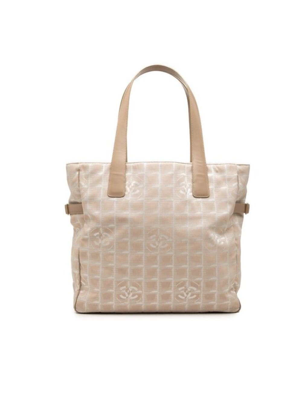 Chanel CC Logo New Travel Tote GM Shoulder Bag Pink Canvas Leather